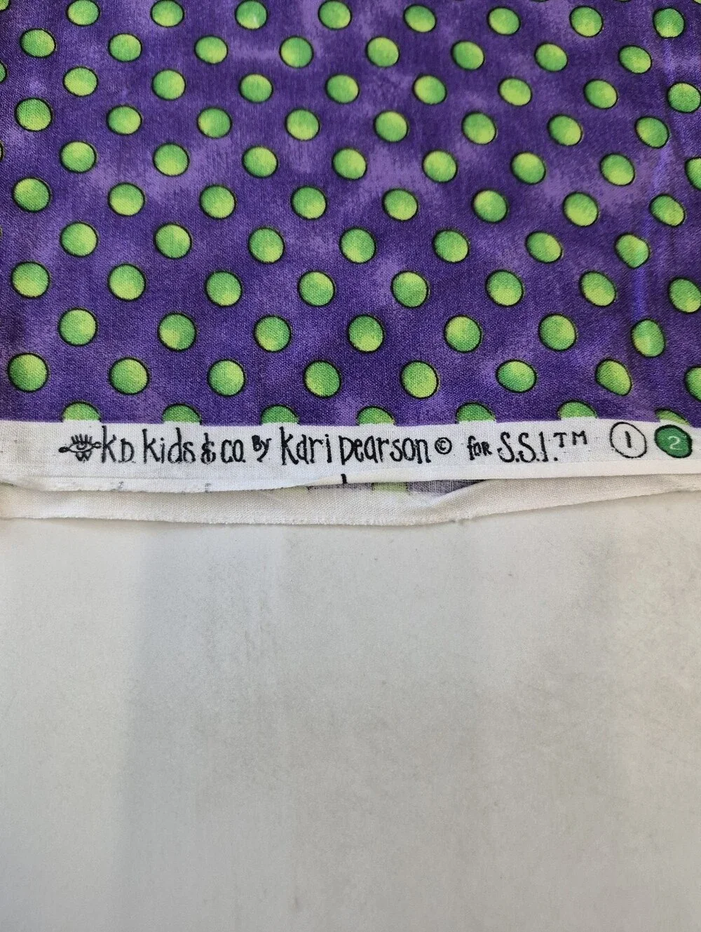 KD Kids & Co Kari Pearson Purple Green Dot Fabric 36x43”